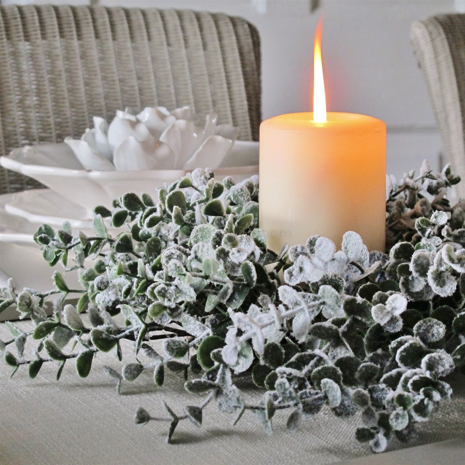 Frosted Foliage Candle Wreath Bliss And Bloom